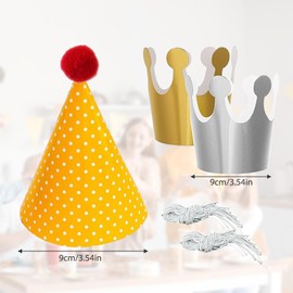 Nadiaen 22Pcs Party Hats,Party Hats for Kids,Birthday Party Cone Hats Party Hats Set,Colorful Adjustable Birthday Party Paper,Birthday Hats for Kids,Birthday Hat for Children and Adults