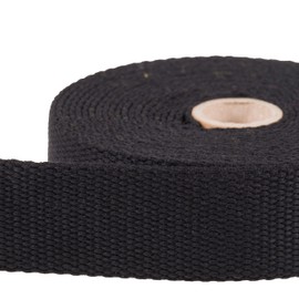 Heavy Duty Cotton Webbing Strap, 1 or 1.5 Inches and Colours, 5m (Black, 38mm)
