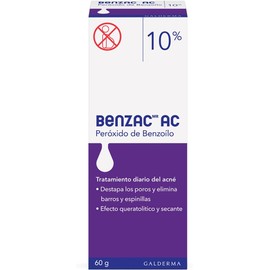 Benzac AC 10% 1 pz 60g Gel para Barros y Espinillas Auxiliar en el Tratamiento del Acné Causado por la Bacteria C.Acnes Formulado con Peróxido de Benzoílo
