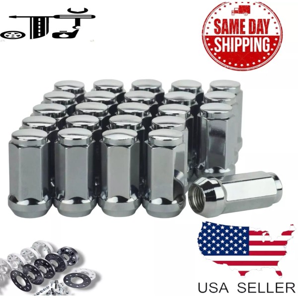 TJ 32Pc Chrome 1.8" Tall 14x2 Bulge Acorn Lug Nut