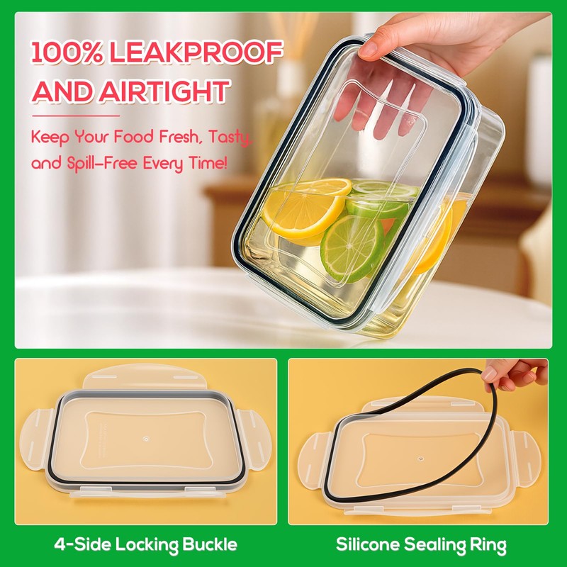 62PCS Thick Food Storage Containers with Airtight Lids for Meal