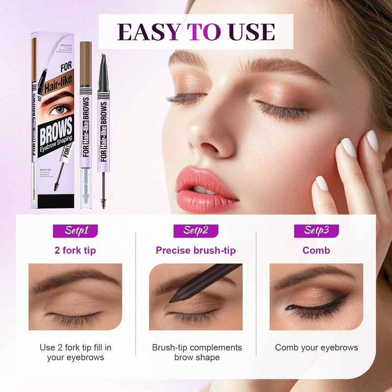 Lápiz de Cejas Microblading 2 en 1 Versión Mejorada 2026,