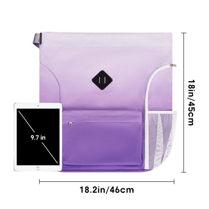 WANDF Drawstring Backpack Sports Gym Bag with Shoes Compartment, Water-Resistant