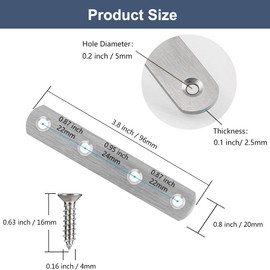 YEWLACA 8 Pack Flat Straight Brace Brackets 4 Inch Stainless Steel Mending Plates Repair Fixing Brackets Heavy Duty Straight Repair Joining Plates with Screws