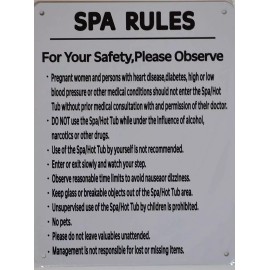 BUILDINGSIGNS.COM SPA Rules Sign (White, Rust Free Aluminium 8X12)-REF24-10