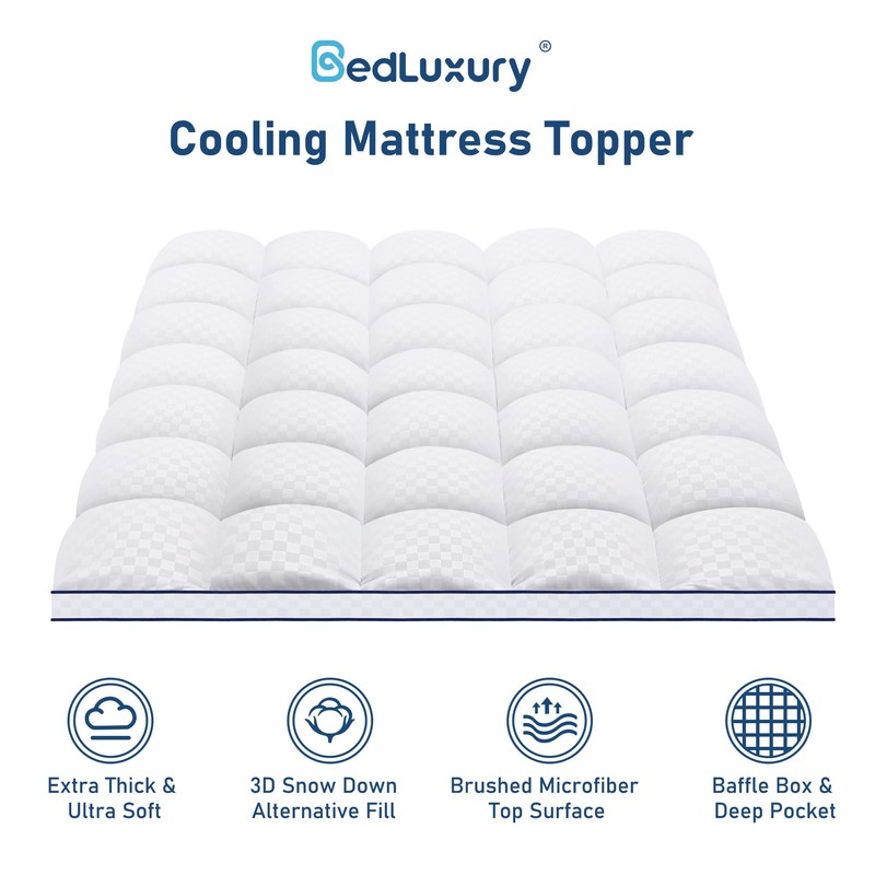 Bedluxury Queen Mattress Topper Extra Thick Pillowtop Mattress Pad Cover