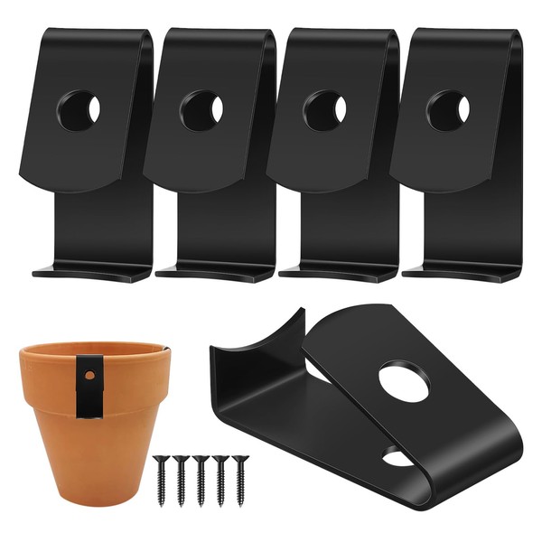 TOYANDONA 5Pcs Flower Pot Clips Terracotta Pot Hooks, Rust-Proof Wall