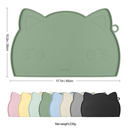Coomazy Avocado Non-Slip Cat & Dog Feeding Mat - Thicker Silicone Mat with Raised Edge for Food & Water