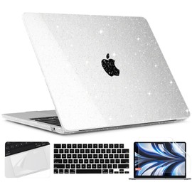 TWOLSKOO for M3 MacBook Air 13.6 Inch Case 2022 2023 2024 Release A2681 M2 A3113, Glitter Bling Hard Shell Cover with Trackpad Film & Keyboard Cover & Screen Film for MacBook Air 13.6", Star Clear
