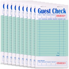 Alitte Guest Check Books for Servers Order Book 10 Pack Restaurant Server Notepads with Serial Numbers, Menu Labels Waitress Booklet for Diner, Cafe, Food Truck, Catering Business Delivery - 50 Sheets