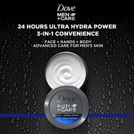 Dove MenCare Ultra Hydra Cream, Face, Hands and Body care, All Skin Types, 6 Pack of 2.53 Oz Each