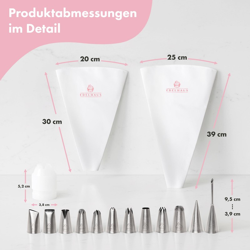 EDELHAUS Premium Icing Bags Set of 2 (17 Pieces) -