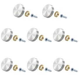 Runseaway 8PCS 25mm/1” Mirror Screws Decorative Cover Caps, Stainless Steel Sign Advertising Screws, Mirror Screw Fasteners Nails, Brushed Silver