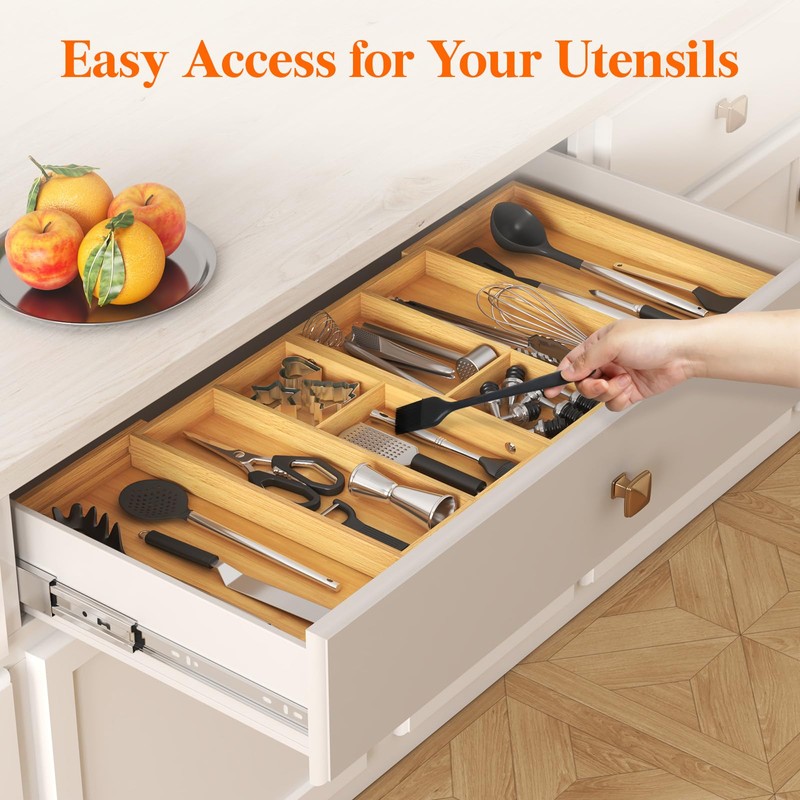 Lifewit Expandable Utensil Organizer for Kitchen Drawer, Adjustable Cooking Silverware