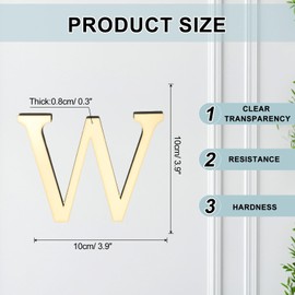 uxcell 3D Alphabet Mirror Wall Stickers, 4" Acrylic Alphabet Wall Decal Self-Adhesive House Letter Number Home Decor Art Letter Sign for Living Room, Bedroom Decor(Letter W)