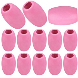 Aylifu 30pcs Pink Oval Wood Beads Large Hole Barrel Wooden Beads Loose Spacer Craft Beads for DIY Bracelet Jewelry Making Home Decoration