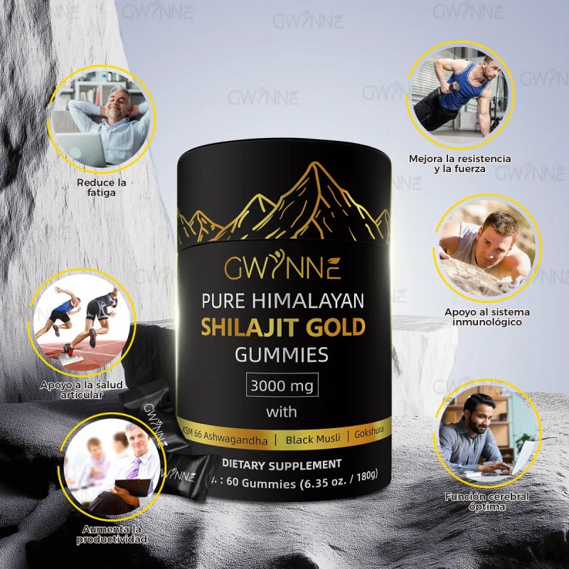 Gwynne Himalayan Pure Charaji Gummies 85 Micronutrientes 3000mg Para Hombres