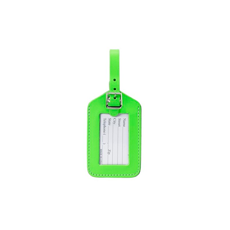Lewis N Clark ID20GRNHT Rectangular Neon Luggage Tag - Green