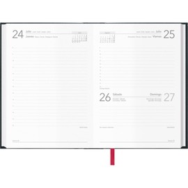 Dohe - 2025 Planner - Spanish Agenda, Day per Page, A5 Size (14x20 cm), 12 Months January to December, Hardcover, Office Supplies - SÍNTEX Black