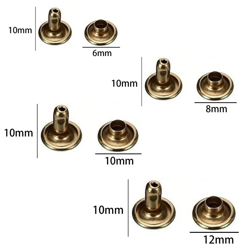 Mcoser 150 Sets Bronze Leather Rivets 12mm x 10mm Tubular