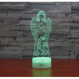 SUPERHONGJIHAO Night Light for Children, 3D Angel LED Lamp with Remote Control, 16 Colour Changing, Birthday Gift for Children