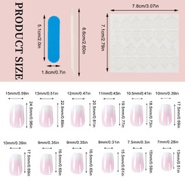 NICENEEDED 24 Pcs White Gradient Press on Nails, Medium Square Fake Nails Natural Ombre artificial nail, Full Cover Stick on Nails for Women DIY Nail Decorations