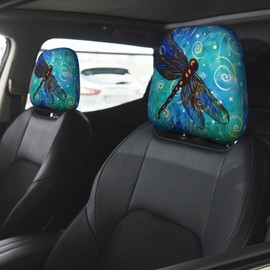 DITXIT Butterflies and Dragonflies Universal Car Headrest Cover Soft Car Seat Head Rest Cover Accessories Protector Fabric Head Rest Coverings for SUV Cars Truck Auto - Set of 2