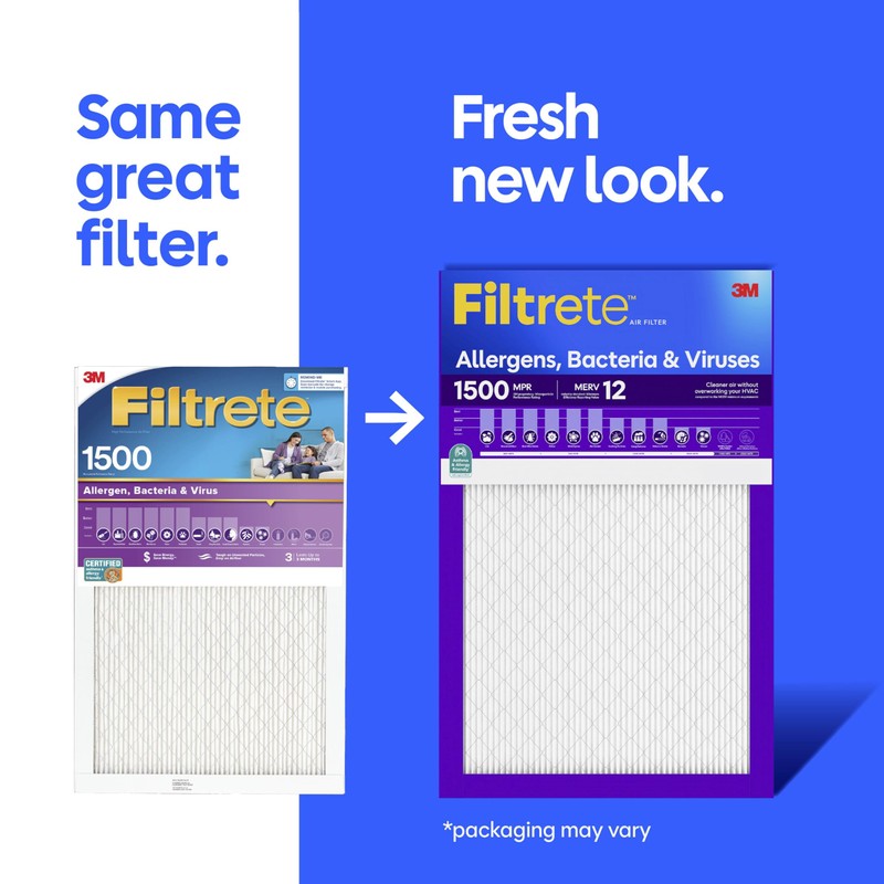 Filtrete 12x12x1 Air Filter, MERV 12, MPR 1500, Allergens, Bacteria