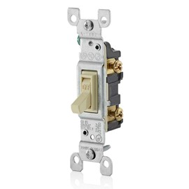 Leviton 1451-2IM 15 Amp, 120 Volt, Toggle Framed Single-Pole Ac Quiet Switch, Residential Grade, Grounding, 10-Pack, Ivory