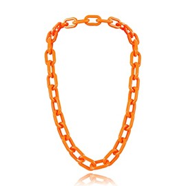 Colorful Acrylic Resin Chain Choker Necklace Chunky Paperclip Chain Collar Multicolor for Women Punk Hip Hop Y2k Jewelry-Orange