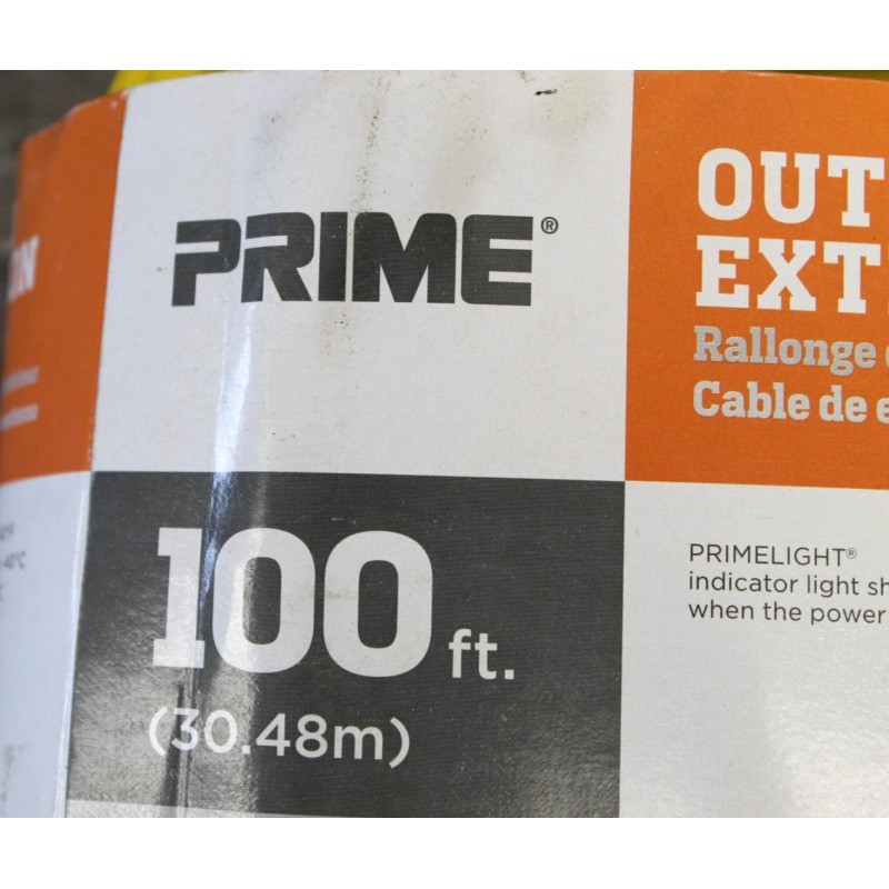 Prime Wire&Cable Sjtw 100Ft 15A 12/3-Gauge Outdoor Power Extension Cord