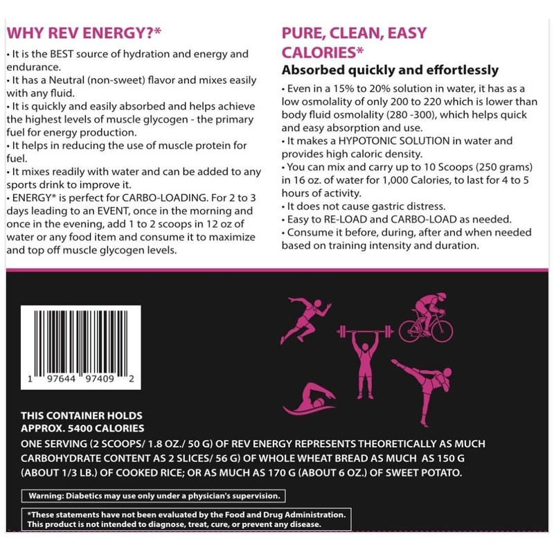 REV Energy Carbohydrate Fuel - endurance sports nutrition - compare
