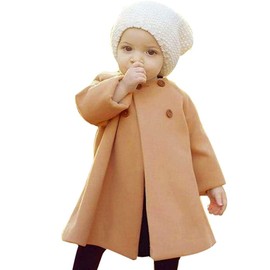 JEELLIGULAR Toddler Baby Girls Coats Kids Cloak Button Warm Thick Jacket Clothes Baby Fall Winter Outwear Clothes Set (Khaki, 18-24 Months)