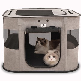 ALGALBLOOM Portable Rectangular cat Litter House, Large Space Foldable cat Bed, top with Detachable Zipper, Indoor and Outdoor Dog and cat enclosures, Easy to Assemble (Grey, M(27"×22"×18")