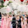 Grupo Carnavallia Sombrilla China Madera Blanca Tela Bambú Flores Boda