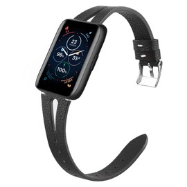 Compatible for Moto Smartwatch Band, Blueshaweu 18mm,20mm Slim Vintage Leather Strap Replacement for Women, Man, Wristband Accessories Compatible for Moto 40,70,100,360 3rd Gen 2020 (20mm size, Black)