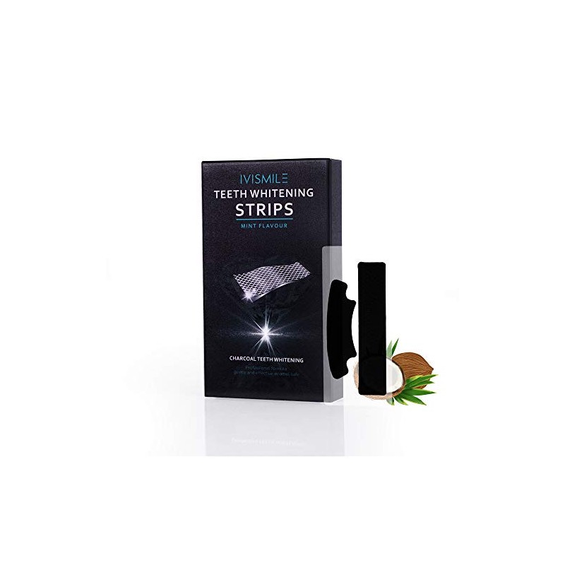 IVISMILE Charcoal Teeth Whitening Strips Non Peroxide Mint Flavour 28