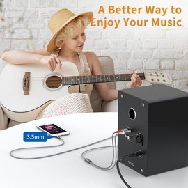 RCA to 3.5mm AUX Cable, (6.6 Feet) 3.5 mm 1/8 to RCA 2-Male Headphone Jack Adapter Splitter Premium Stereo Audio Cord for Connects a Smartphone, Tablet, HDTV USB-C to - Color: grey, Size: 1-PACK