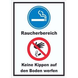 HB-Druck Sign "Raucherbereich Boden verboten" Portrait A4 (210 x 297 mm)
