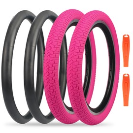 MAKELEN Kids Bike Tire 2 Tires and 2 Tubes 20x2.125 (57-406) Folding Tire for Kids Bikes Pink