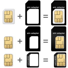 Nano Micro SIM Card Adapter - Standard 4 in 1 Converter Kit with Steel Tray Eject Pin Black Pack of 10