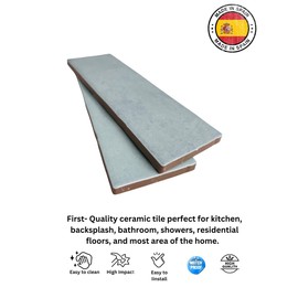 Tenedos TBLGRYD-2X8-NM Blue Grey 2.5x8 Ceramic Subway Wall Tile Handmade Look Glossy Glaze for Backsplash Kitchen, Bathroom Shower, Accent Wall (1 Piece)