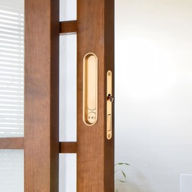 TSOEORET Pocket Door Lock and Pull, Recessed Sliding Door Handle, 6 Inch Invisible Door Lock, Hidden Edge Pull, No Key, for Bedroom, Kitchen (Gold)
