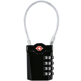 Diyife TSA Luggage Locks with 14 cm Flexible Cable, 4-Digit Combination Security Lock Travel Lock for Suitcase Luggage Backpack School or Gym Cabinet etc. (1 Piece, Black)