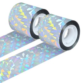 ASTIMESA Double Sided Bird Scare Reflective Tape, Holographic Sparkly Bird Tape, Flash Reflective Ribbon for Birds Woodpeckers Pigeons Keep Away from House Garden Patio (2 Rolls 524.9 Ft)