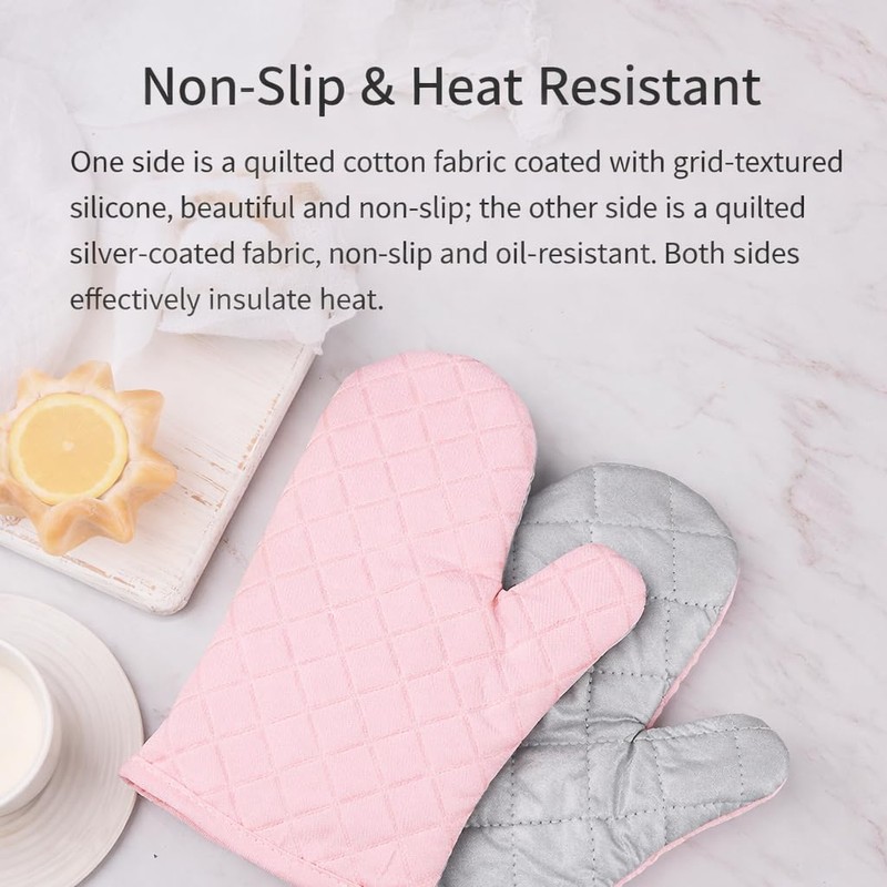 FORBAKE Heat Resistant Oven Mitts, 2-Pack (Individually Wrapped), Quilted Cotton