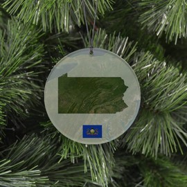 Pennsylvania Christmas Ornament - Festive Design Featuring Aerial State Map and State Flag - 2024 Acrylic Tree Decoration - Holiday Gift and Home Decor