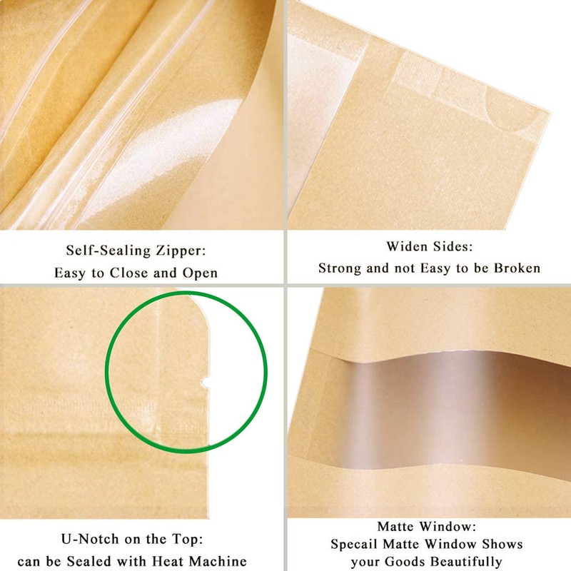 SumDirect 50Pcs 9x14cm Bolsas de Papel Kraft con Cierre, Bolsas