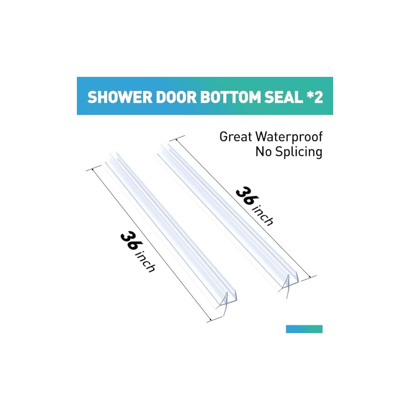 Shower Door Bottom Seal - 2 Pack for Frameless Glass