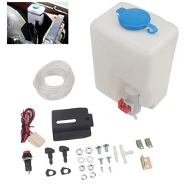Samcos Washer Tank Kit Auto Windscreen Washer Bottle Set Radiator Coolant Box 1.5L 12V Windshield Wiper System Reservoir Car Cleaning Tool